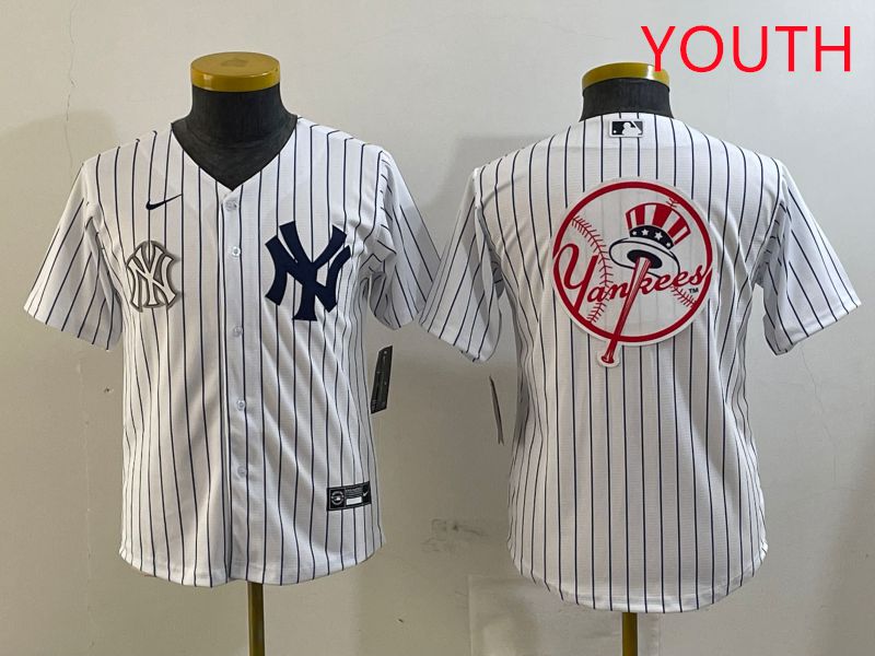 Youth New York Yankees Blank White Stripe Game 2025 Nike MLB Jersey style 7